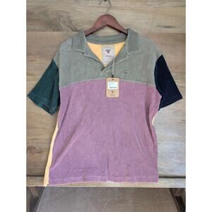 OAS Field Terry Polo Shirt Mens Large Green Purple Yellow Performance 700355 NWT